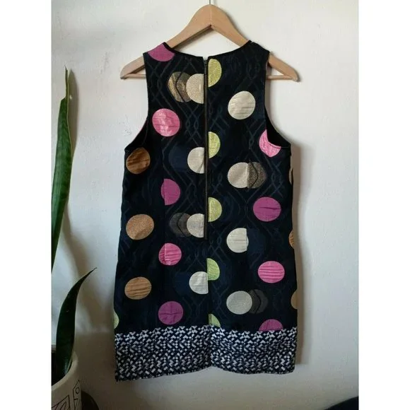 MAEVE ANTHROPOLOGIE Tilde Shift Jacquard Dress Metallic Dots Mod Retro 70s Sm - Picture 4 of 9